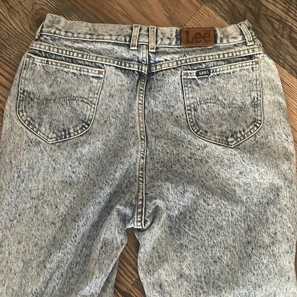Vintage Lee Acid Wash tapered leg zip ankle high waisted jeans 15 - Picture 4 of 9